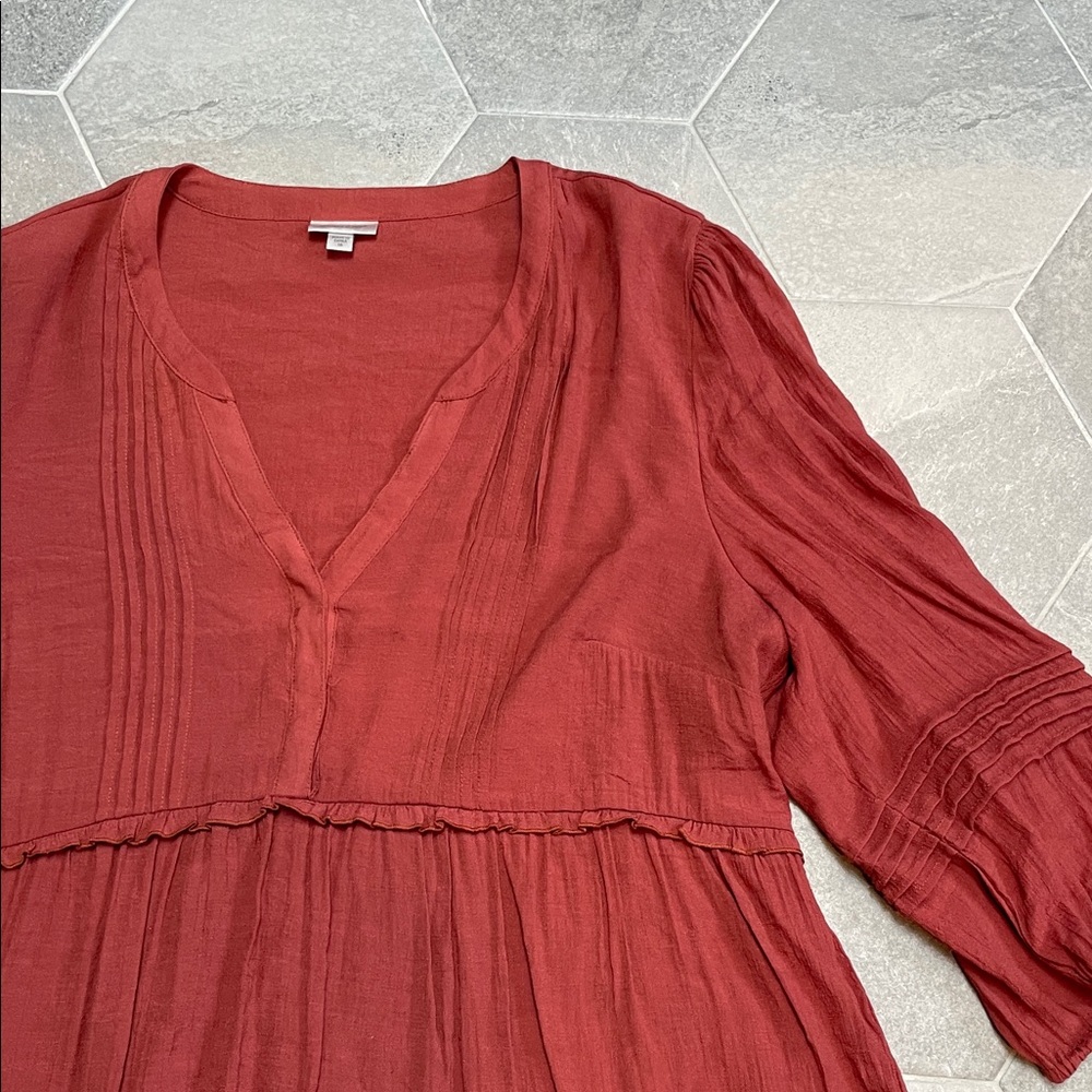 Avenue Ashley Pintuck Blouse – Rust Red -- Size 18